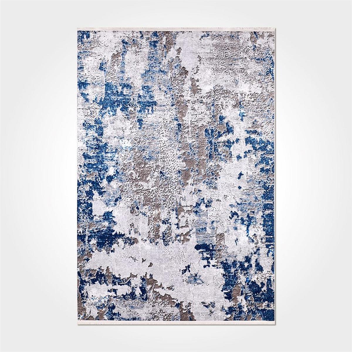 Crea Halı 2086PC Vizon Pamuk-Polyester Yıkanabilir İnce Kaymaz Soyut Temalı Dikdörtgen Makine Dokuma Salon Halısı 160x230 cm