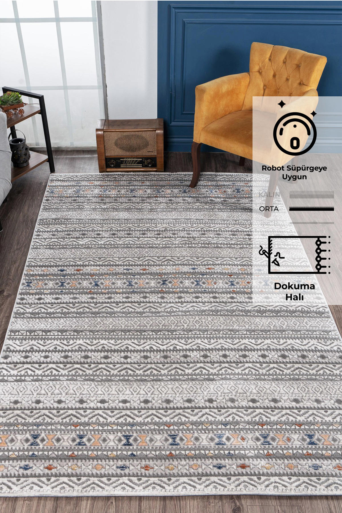 Konfor Halı Motto 4584 Krem 7 mm Polyester Yıkanabilir Dikdörtgen Makine Dokuma Salon Halısı 160x230 cm