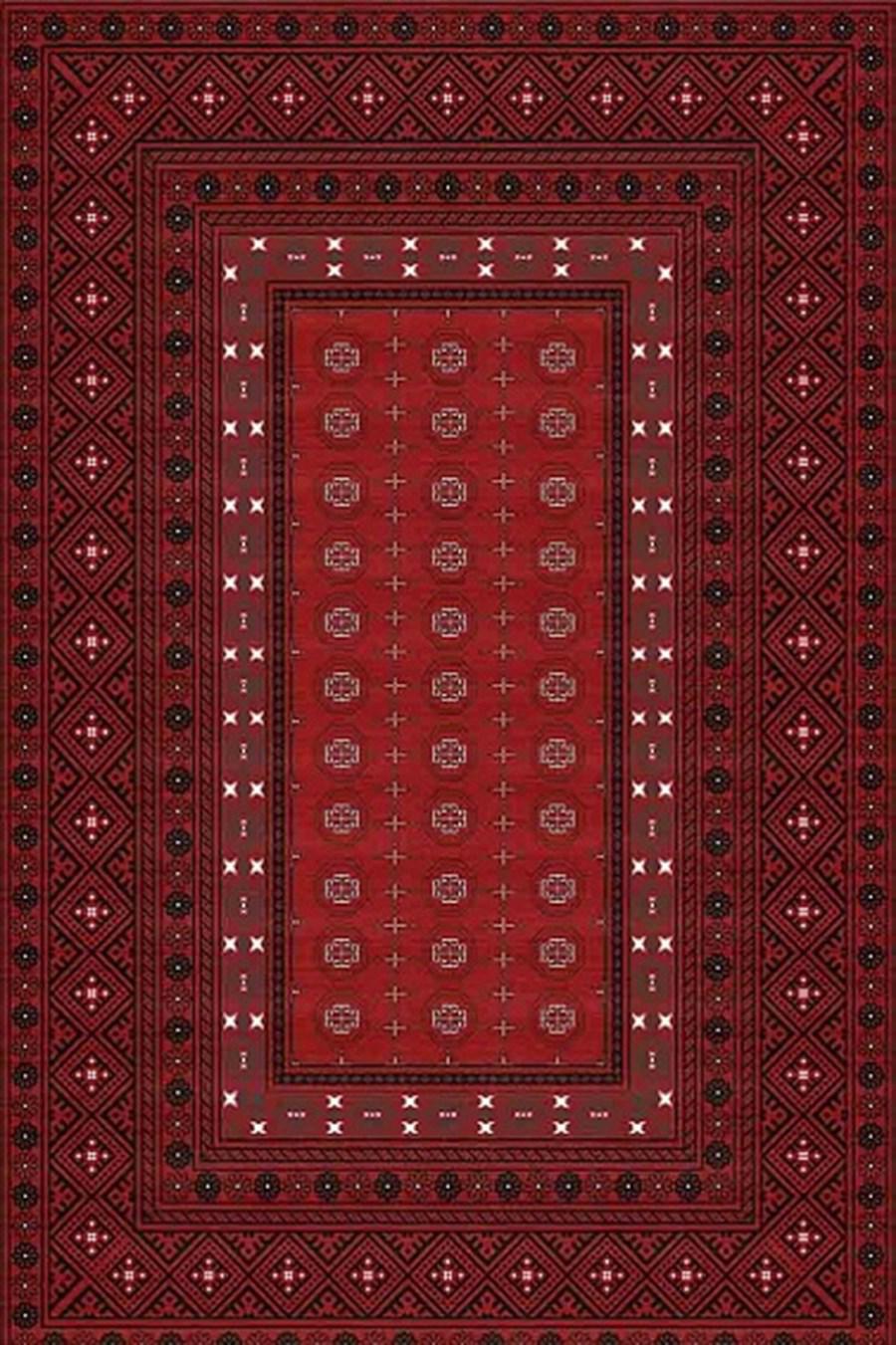 Kreasyon Halı Pandora 2730 Bordo 5 mm Polyester Yıkanabilir İnce Kaymaz Pamuk Taban Dikdörtgen Makine Dokuma Salon Halısı 100x300 cm