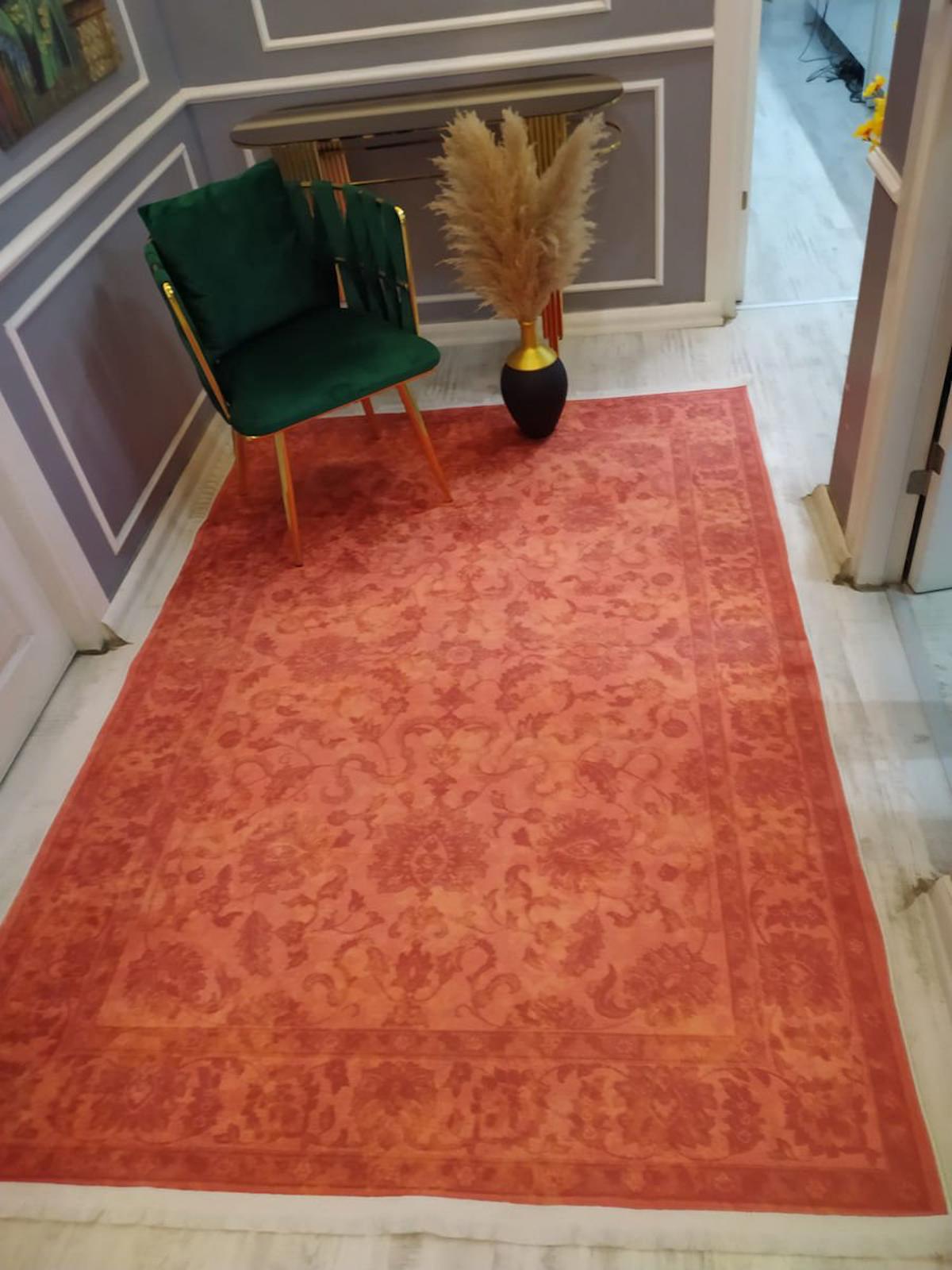 Doruklar Home Collection Kiremit 0.8 mm Polyester Yıkanabilir Kaymaz Taban Dikdörtgen Makine Dokuma Halı 100x200 cm