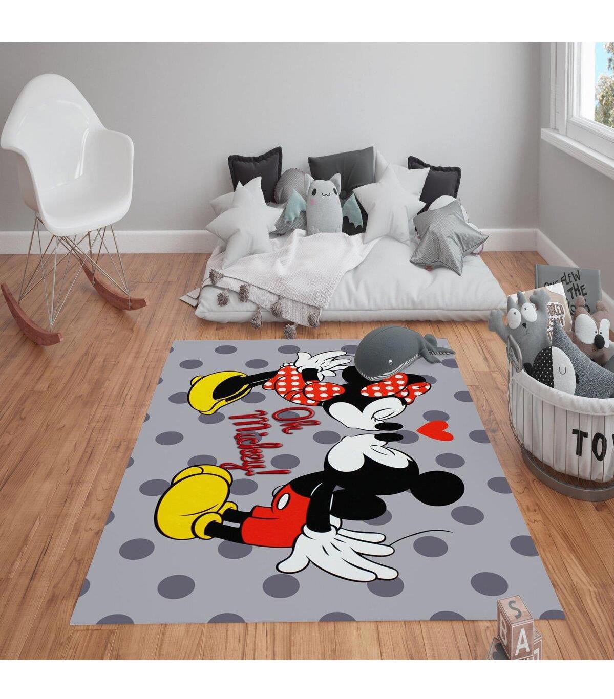 Doruklar Home Collection Çok Renkli 0.7 mm Polyester Antibakteriyel Yıkanabilir Kalın Kaymaz Taban Dikdörtgen Makine Dokuma Çocuk Odası Halısı 80x180 cm