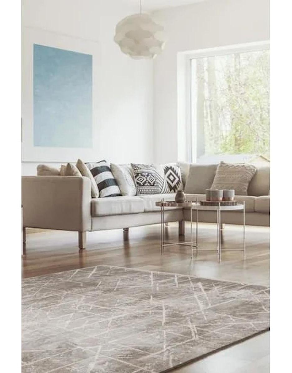 Atlas Halı Mood MD00B Çok Renkli 0.6 mm Akrilik Yıkanabilir İnce Kaymaz Jüt Taban Dikdörtgen Makine Dokuma Salon Halısı 160x230 cm