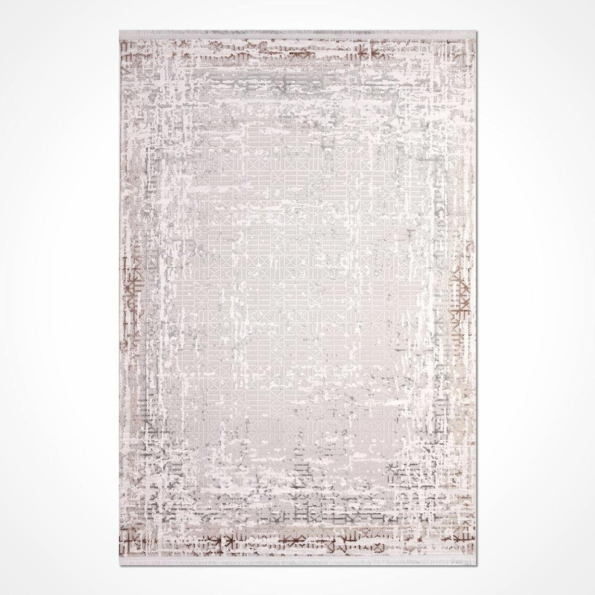 Crea Halı Filika 11256 Krem 8 mm Akrilik Toz Tutmaz Yıkanabilir İnce Dikdörtgen Makine Dokuma Salon Halısı 60x100 cm