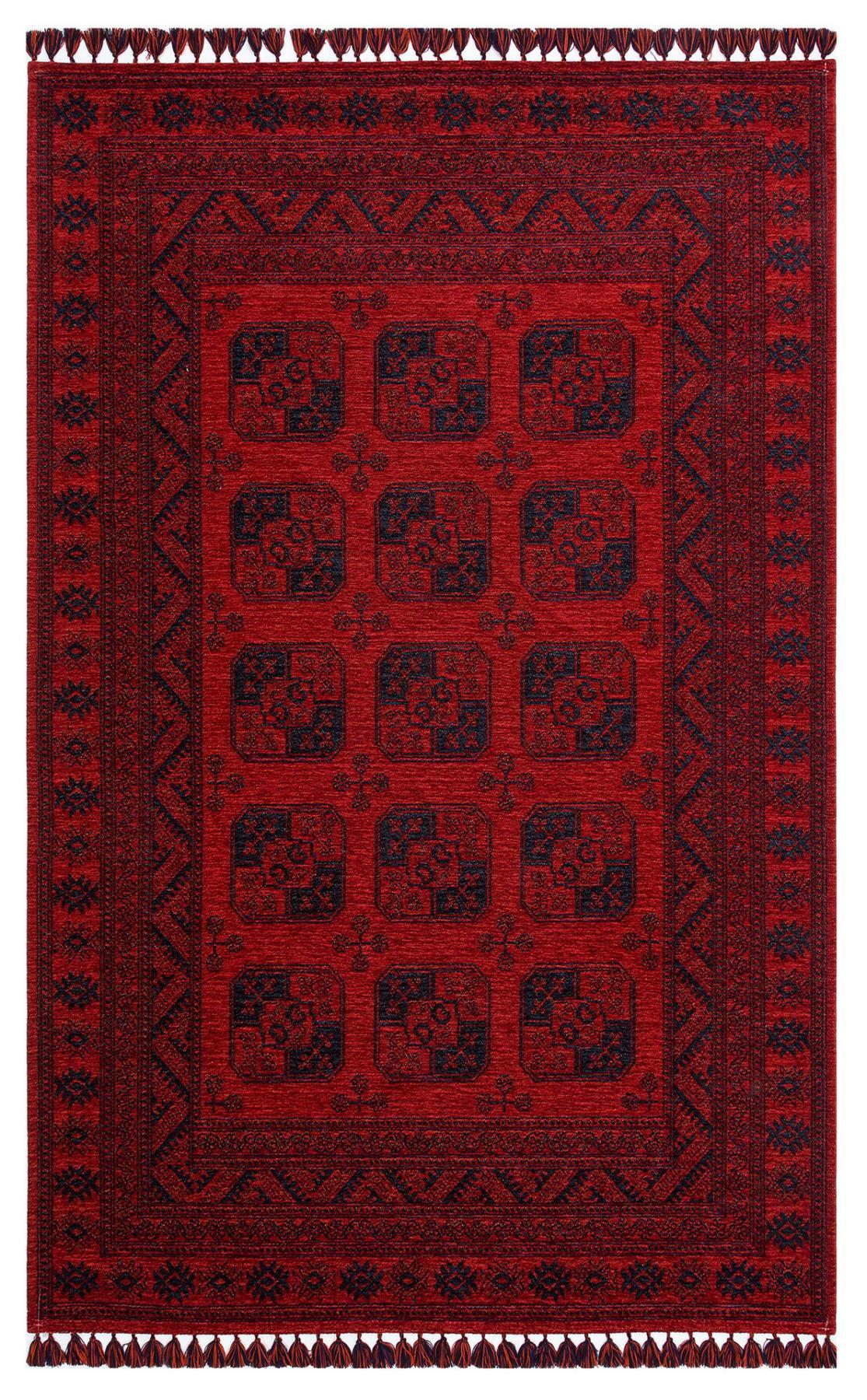 Grand Hedef Halı BHR01 Kırmızı 6 mm Pamuk Antibakteriyel Yıkanabilir İnce Dikdörtgen Makine Dokuma Salon Halısı 150x233 cm