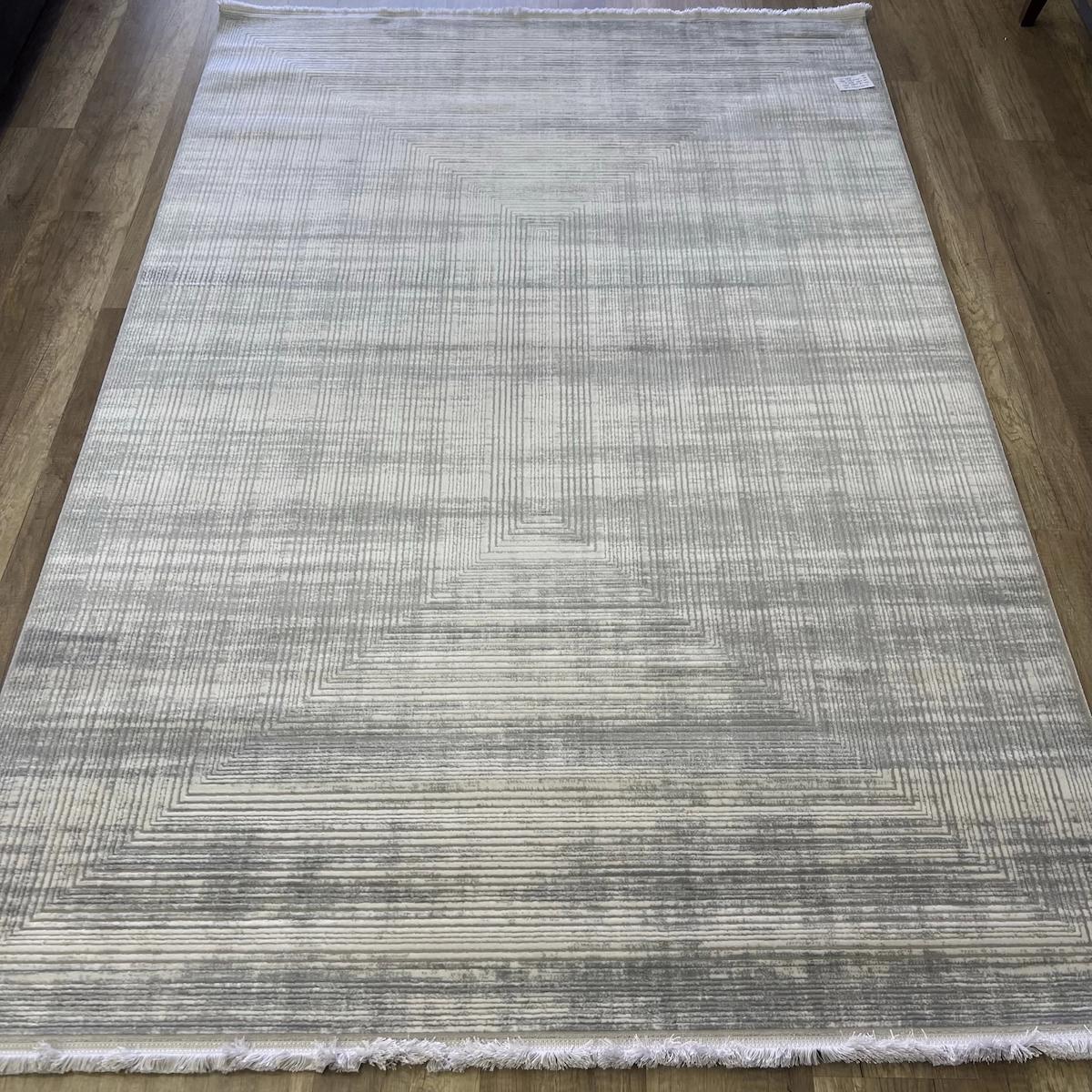 Hoom Rugs Zen 7003 Gri 8 mm Akrilik Yalıtıma Yardımcı Orta Kaymaz Pamuk Taban Geometrik Dikdörtgen Makine Dokuma Salon Halısı 180x280 cm