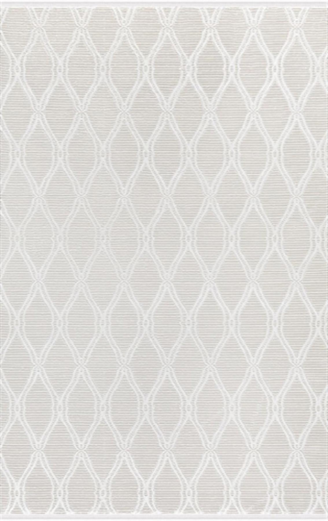 Merinos Recycle 37406 Krem 12 mm Akrilik Toz Tutmaz Yıkanabilir Kalın Kaymaz Dikdörtgen Makine Dokuma Salon Halısı 80x150 cm