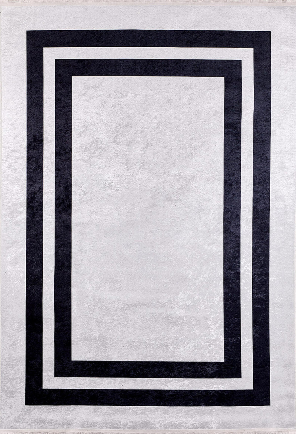Bespoky Hasavyurt Siyah 6 mm Pamuk Yıkanabilir İnce Kaymaz Jüt Taban Dikdörtgen Makine Dokuma Salon Halısı 100x150 cm