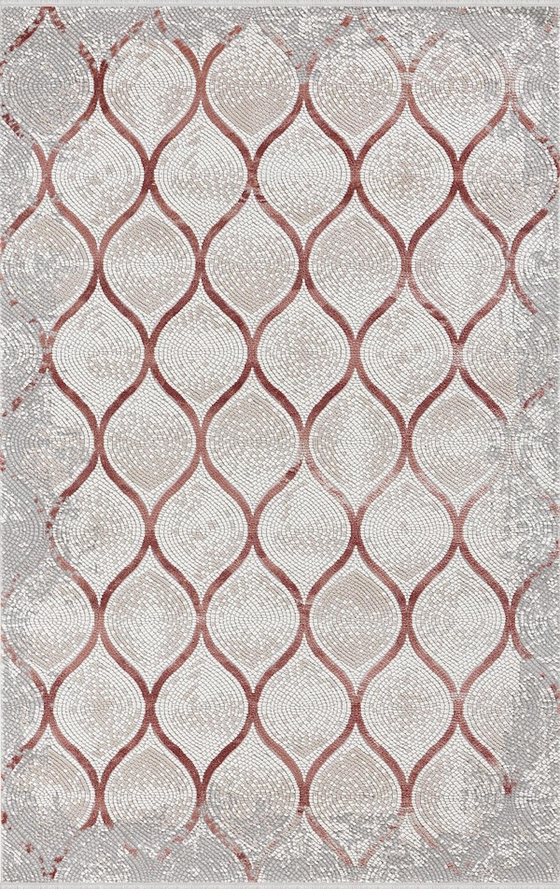 Merinos Therapy 19111 Krem - Turuncu 12 mm Viskon Yumuşak Yıkanabilir kalın Kaymaz Dot Taban Dikdörtgen Makine Dokuma Salon Halısı 100x200 cm