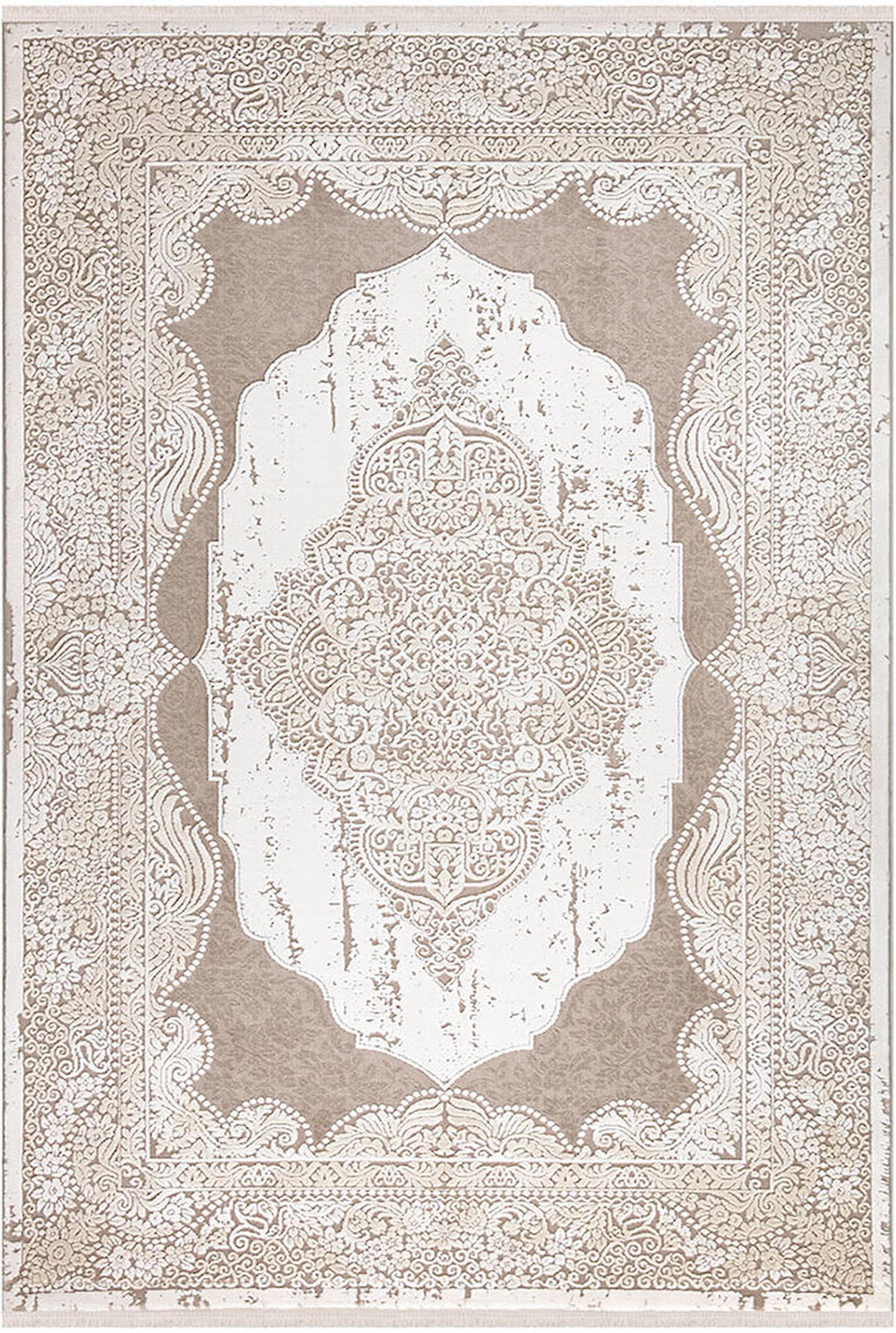 İpek Home Safarin 7719A Bej-Kahverengi 10 mm Akrilik Yıkanabilir Orta Kaymaz Pamuk Taban Dikdörtgen Makine Dokuma Antre-Çocuk Odası-Salon-Yatak Odası Halısı 80x150 cm