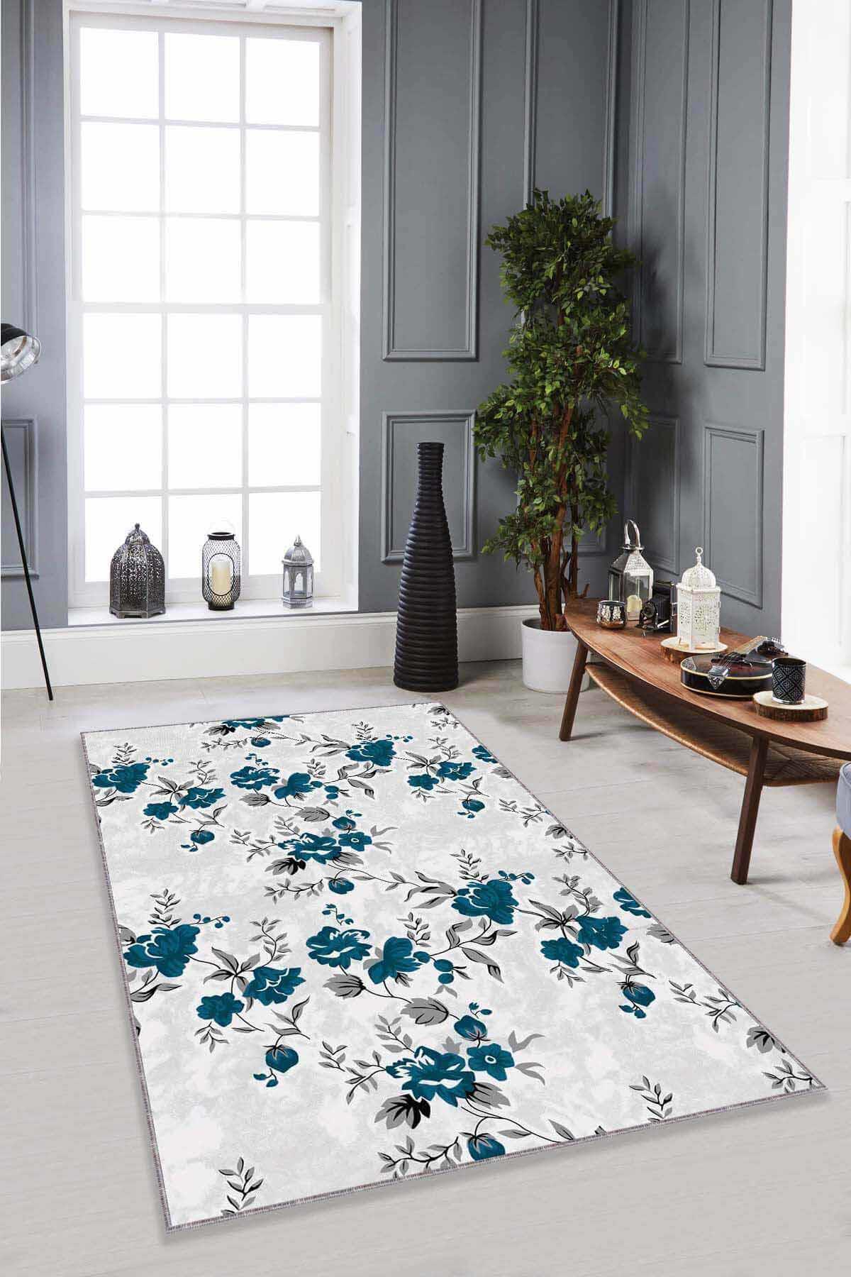 Viva Home BH09 Çok Renkli 7 mm Mikropolyester Leke Tutmaz-Yalıtıma Yardımcı Yıkanabilir İnce Kaymaz Taban Dikdörtgen Makine Dokuma Salon Halısı 100x300 cm