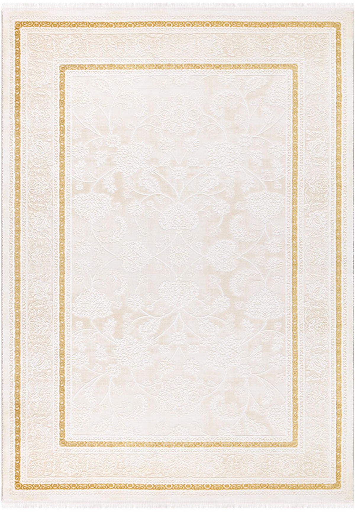 İpek Home Gaspara 14951 Altın-Bej 13 mm Akrilik Yıkanabilir Orta Kaymaz Dikdörtgen Makine Dokuma Antre-Çocuk Odası-Salon-Yatak Odası Halısı 160x350 cm