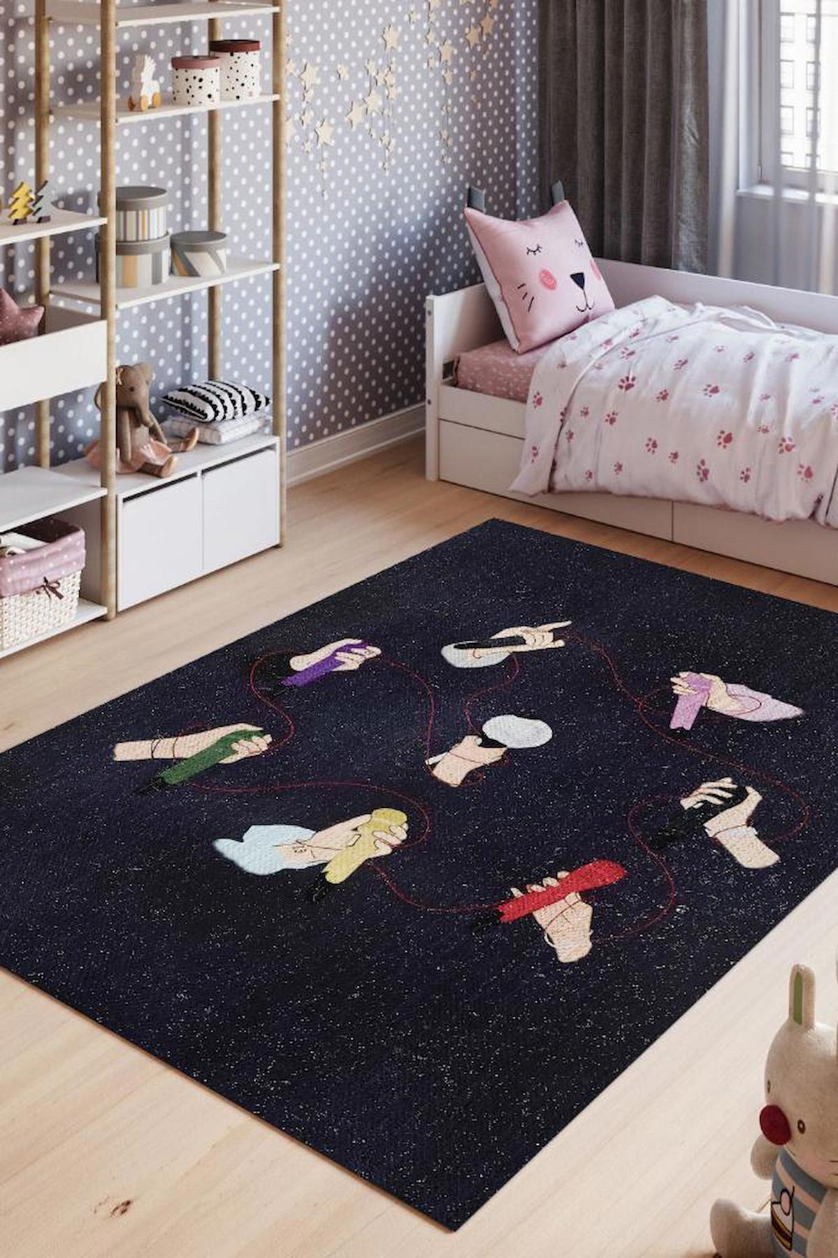 Homshtag Mikrofonlar Krem 4 mm Pamuk Antistatik Yıkanabilir İnce Kaymaz Dikdörtgen Makine Dokuma Genç Odası Halısı 80x200 cm