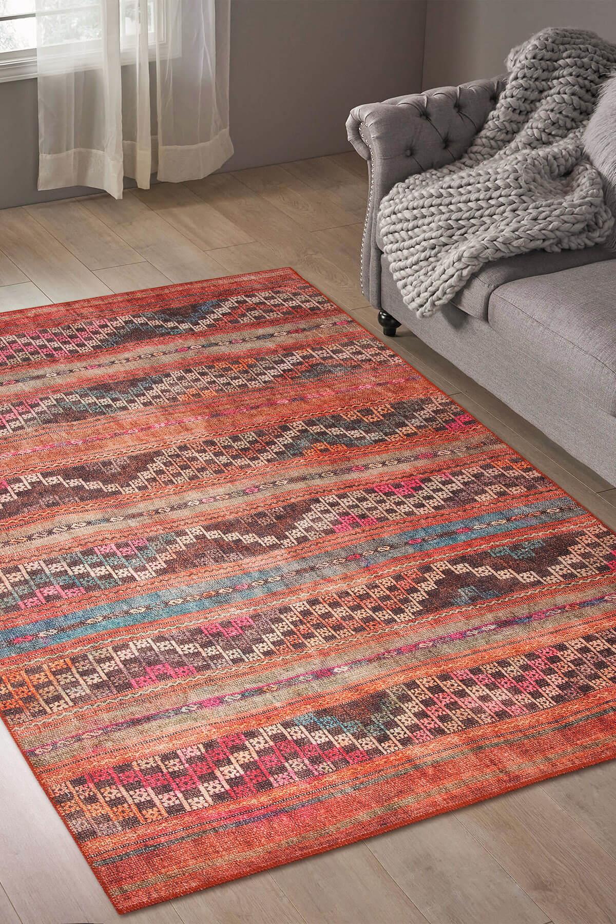 Artloop AL-226 Krem 4 mm Polyester Yıkanabilir İnce Kaymaz Jüt Taban Dikdörtgen Makine Dokuma Salon Halısı 180x280 cm