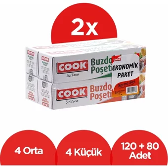 Cook karma Küçük-Orta Buz Dolabı Poşeti 2x100 Adet