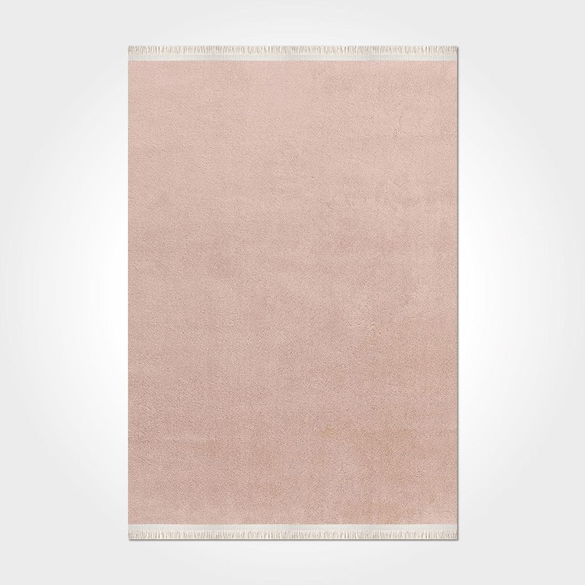 Crea Halı Puff 3153AKV Pembe 20 mm Polyester Toz Tutmaz Yıkanabilir Kalın Dikdörtgen Makine Dokuma Salon Halısı 160x230 cm