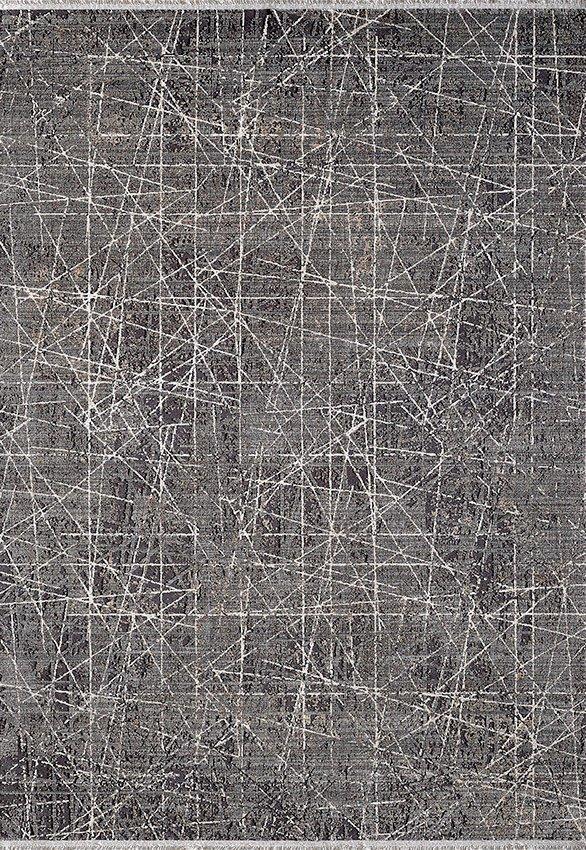 Royal Halı Picasso PO13I Gri 7 mm Akrilik Antibakteriyel Yıkanabilir Kalın Kaymaz Lateks Taban Dikdörtgen Makine Dokuma Salon Halısı 120x180 cm