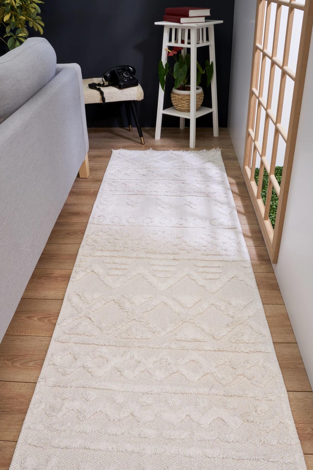 Apex Habitat 7601 Çok Renkli Polyester Yıkanabilir İnce Kaymaz Jüt Taban Dikdörtgen Makine Dokuma Salon Halısı 180x280 cm