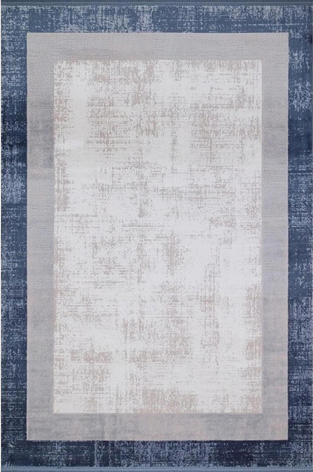 Türkmen Halı Palermo PL01 Bej - Mavi 0.8 mm Akrilik Yıkanabilir İnce Dikdörtgen Makine Dokuma Antre-Oturma Odası-Salon-Yatak Odası Halısı 140x200 cm