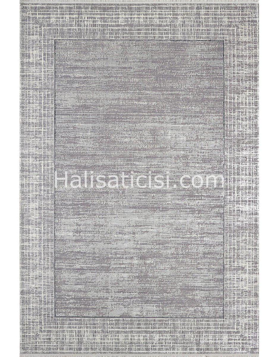 Gümüşsuyu İpekzade100 11379 Gri 8 mm Akrilik-Viskon Toz Tutmaz Yıkanabilir İnce Kaymaz Dikdörtgen Makine Dokuma Salon Halısı 120x170 cm