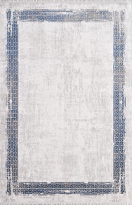 Gümüşsuyu 11298 Mavi 6 mm Viskon Yıkanabilir Orta Dikdörtgen Makine Dokuma Salon Halısı 180x180 cm