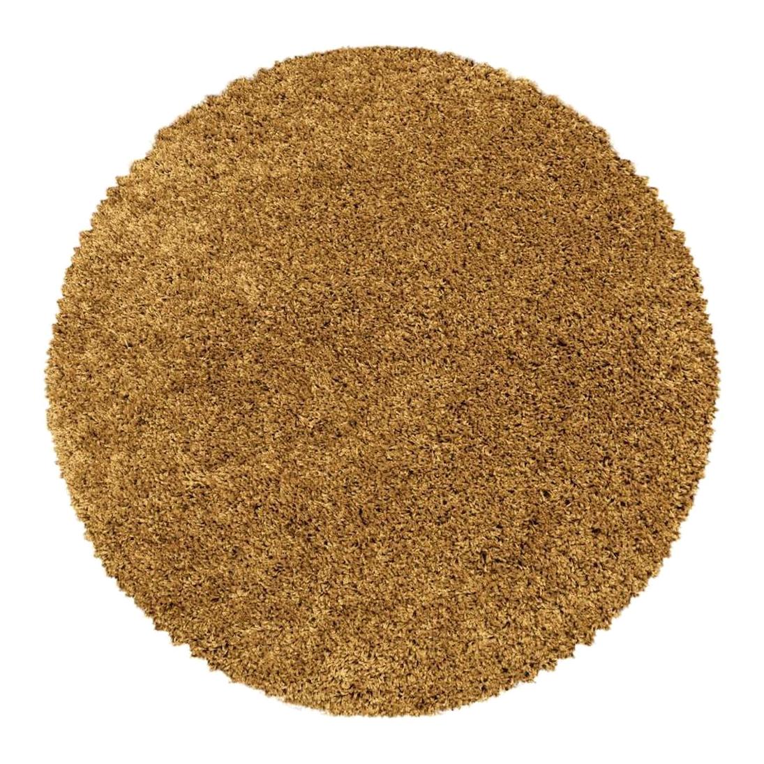 Carpettex Altın 30 mm Polipropilen Antialerjenik Yıkanabilir Kalın Kaymaz Taban Yuvarlak Makine Dokuma Antre-Çocuk Odası-Salon-Yatak Odası Halısı 130x190 cm