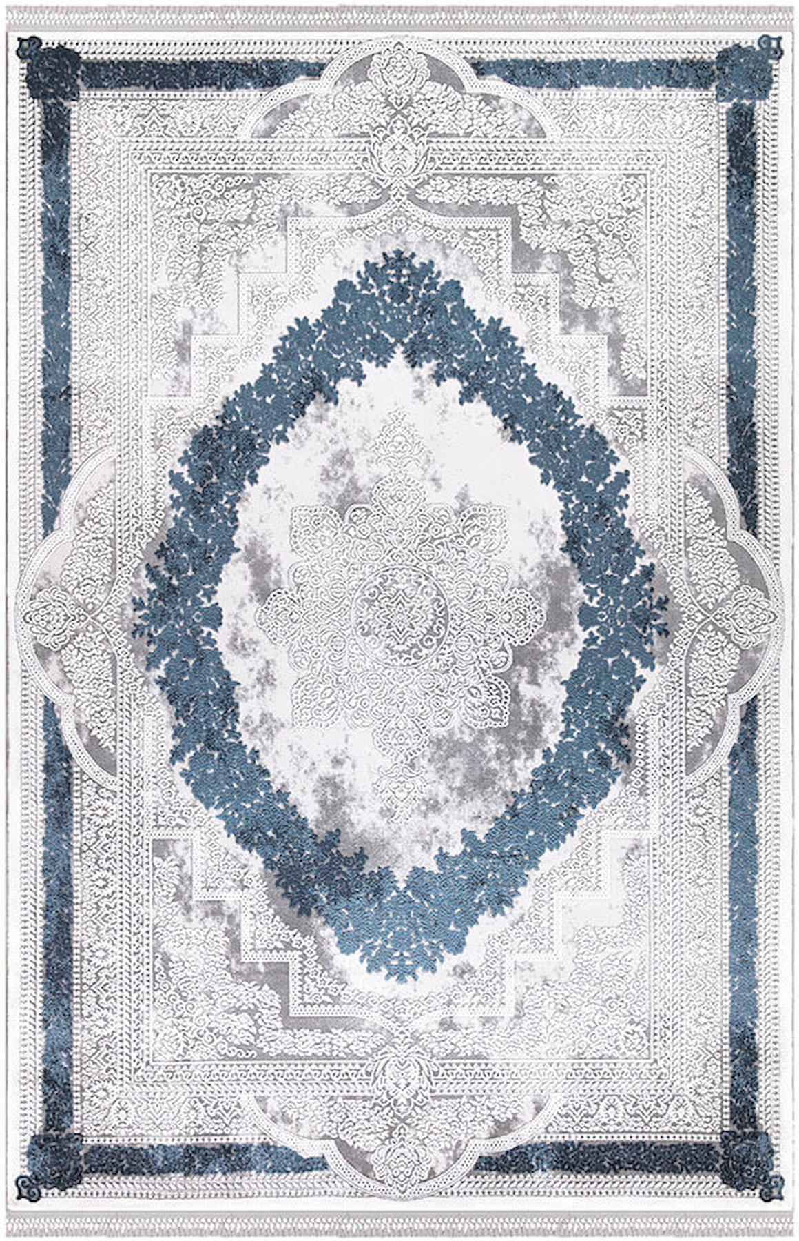 İpek Home Blossom 13624 Gri-Mavi 10 mm Bambu Toz Tutmaz Yıkanabilir Orta Kaymaz Pamuk Taban Dikdörtgen Makine Dokuma Antre-Çocuk Odası-Salon-Yatak Odası Halısı 200x290 cm