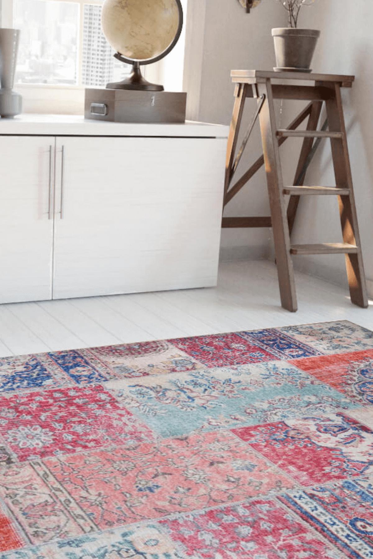 Artloop AL-82 Krem 4 mm Polyester Yıkanabilir İnce Kaymaz Jüt Taban Dikdörtgen Makine Dokuma Salon Halısı 80x120 cm