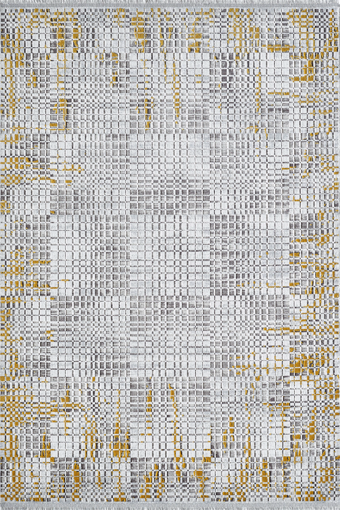 Royal Halı Nova NQ13B Çok Renkli 8 mm Akrilik Toz Tutmaz Yıkanabilir Kalın Kaymaz Lateks Taban Geometrik Dikdörtgen Makine Dokuma Salon Halısı 200x200 cm