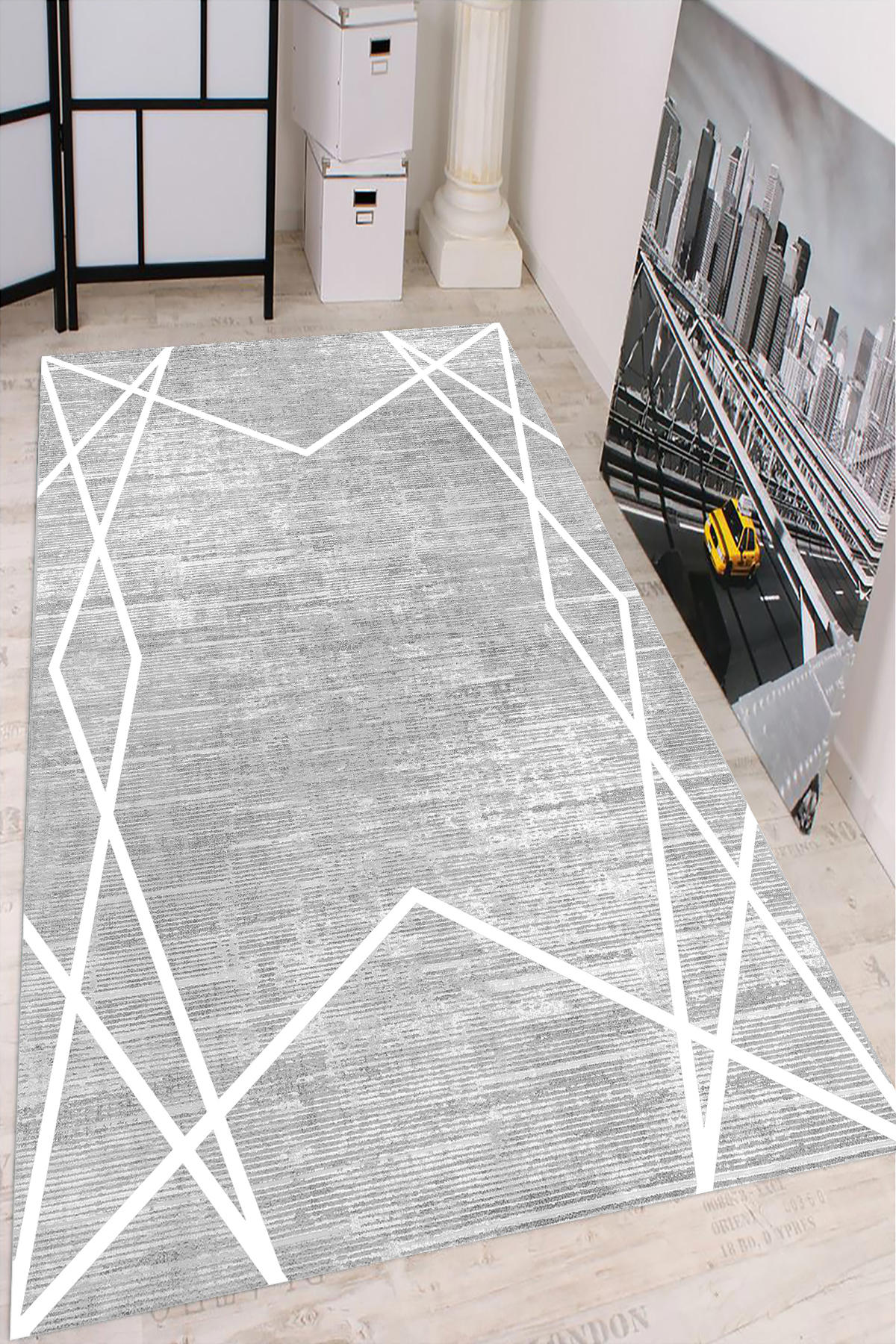 Aldora Krem 0.8 mm Polipropilen Yıkanabilir İnce Kaymaz Jüt Taban Dikdörtgen Makine Dokuma Salon Halısı 160x230 cm