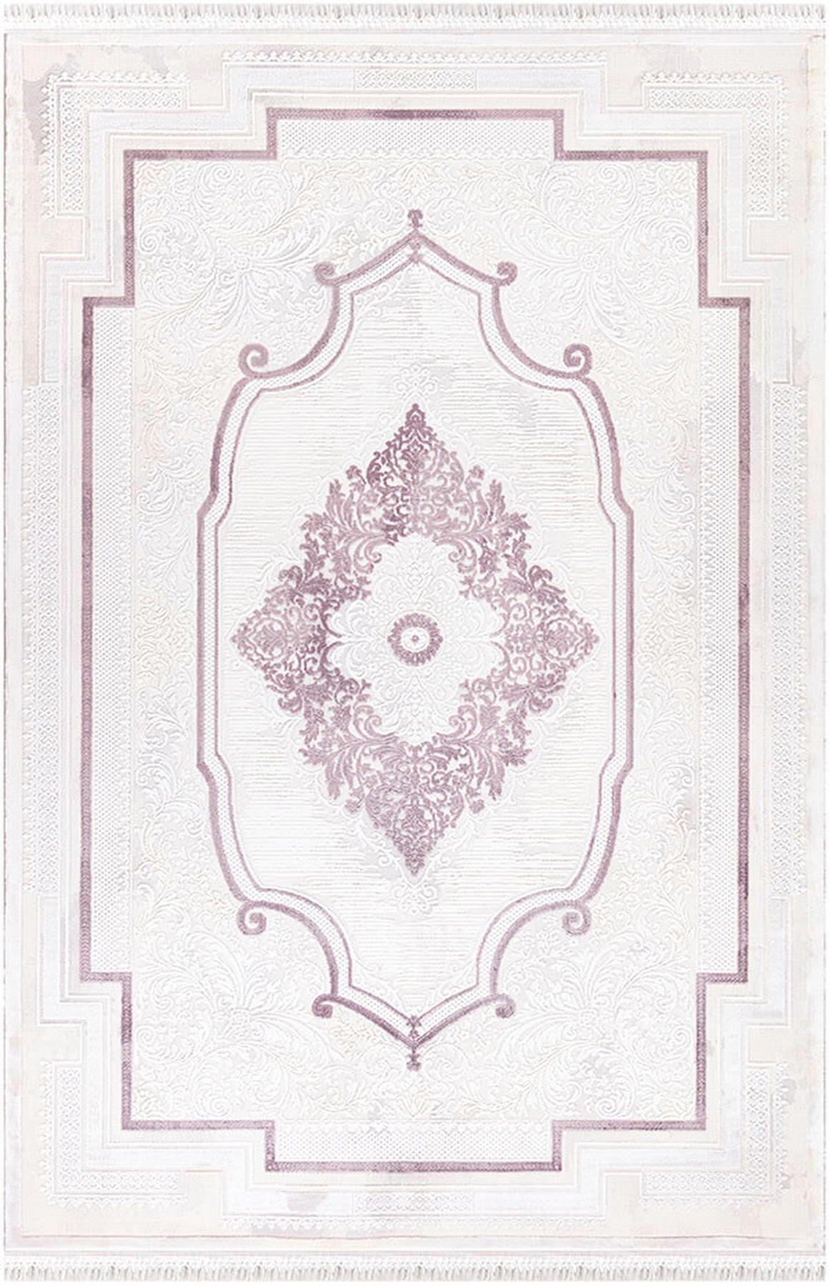 İpek Home Blossom 13452 Bej - Mor 10 mm Bambu Toz Tutmaz Yıkanabilir Orta Kaymaz Pamuk Taban Dikdörtgen Makine Dokuma Antre-Çocuk Odası-Salon-Yatak Odası Halısı 80x150 cm