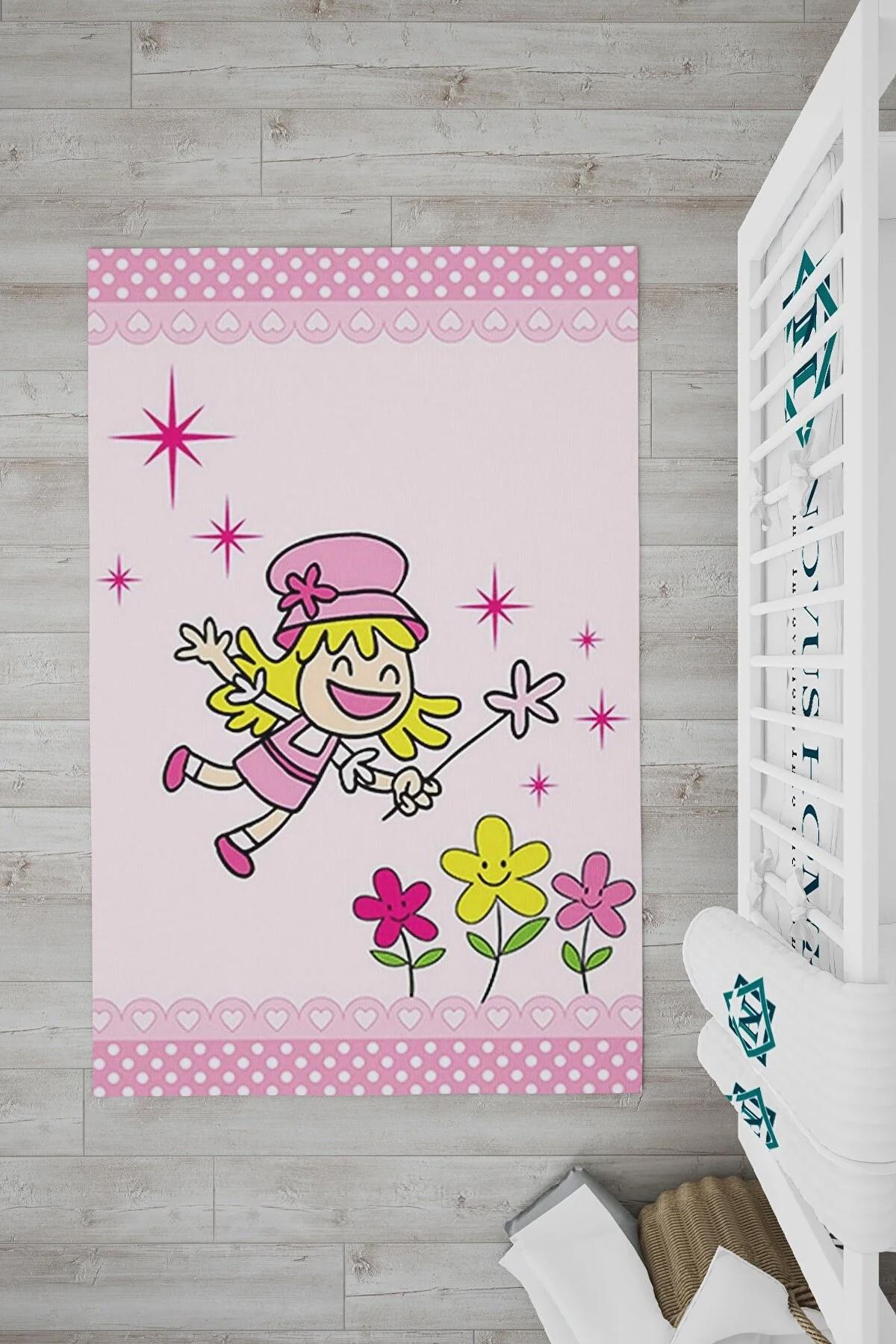 Novus Home Verona Serisi Çok Renkli 6 mm Polyester Antibakteriyel-Toz Tutmaz-Yalıtıma Yardımcı Yıkanabilir İnce Kaymaz Taban Dikdörtgen Makine Dokuma Çocuk Odası Halısı 120x200 cm