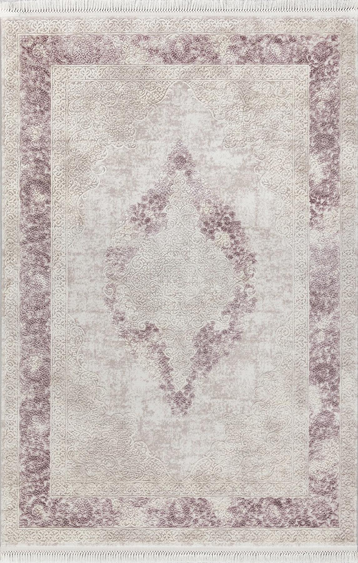 Flora Halı Ayşıl 1716A Pembe 11 mm Akrilik-Bambu Silinebilir Yıkanabilir Dikdörtgen Makine Dokuma Salon Halısı 160x230 cm