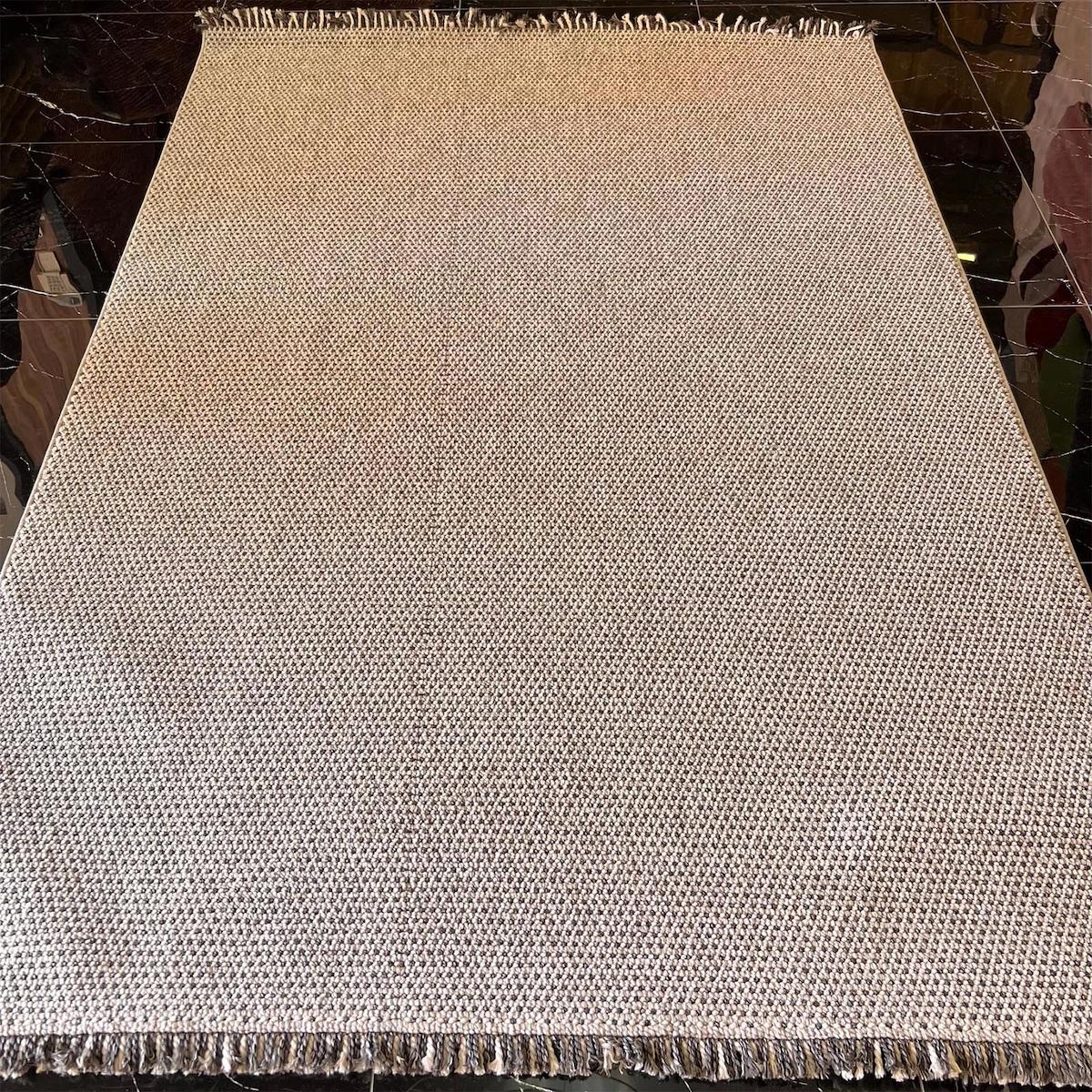 Sanat Halı Lora Plus 3743 Gri 7 mm Pamuk Antibakteriyel Yıkanabilir Kalın Kaymaz Lateks Taban Dikdörtgen Makine Dokuma Salon Halısı 80x150 cm