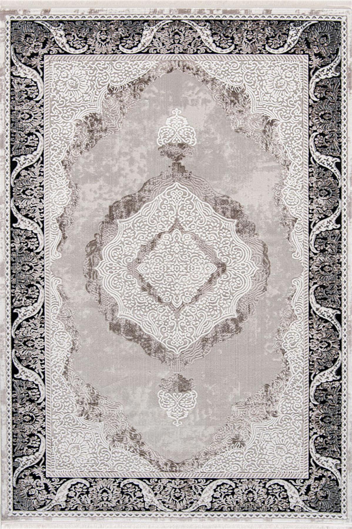 Enti Halı Miras 6805 Siyah 11 mm Akrilik Silinebilir Yıkanabilir Orta Dikdörtgen Makine Dokuma Salon Halısı 100x300 cm