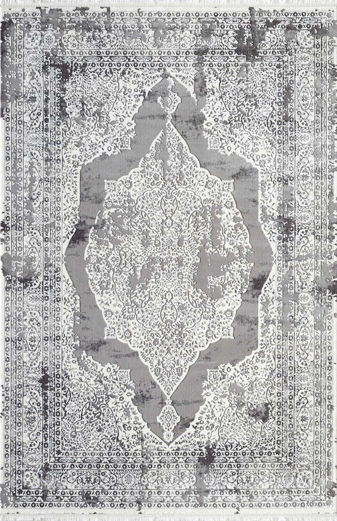 Royal Halı Palette PA19A Gri 7 mm Akrilik Antibakteriyel Yıkanabilir Kalın Kaymaz Lateks Taban Dikdörtgen Makine Dokuma Salon Halısı 150x200 cm