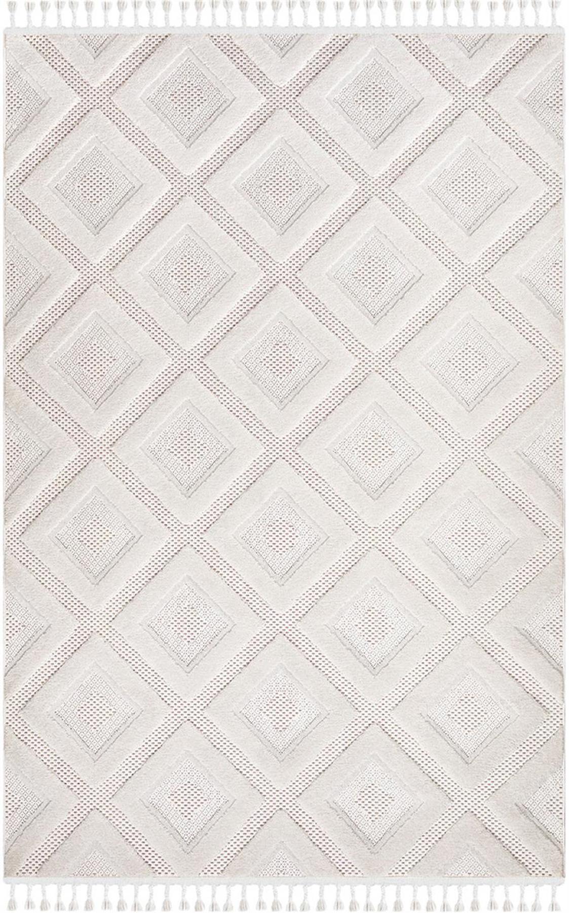 İpek Mekik Halı Lupin 18508 Krem 10 mm Polyester Yıkanabilir Orta Kaymaz Pamuk Taban Dikdörtgen Antre-Çocuk Odası-Salon-Yatak Odası Halısı 120x200 cm