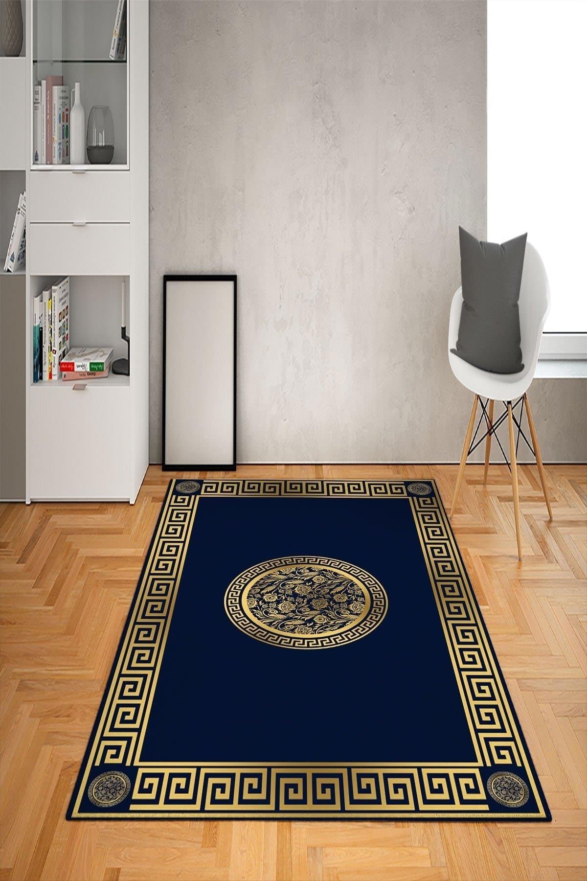 Doruklar Home Collection Altın 0.7 mm Antibakteriyel Yıkanabilir Kalın Kaymaz Taban Dikdörtgen Makine Dokuma Çocuk Odası Halısı 80x300 cm