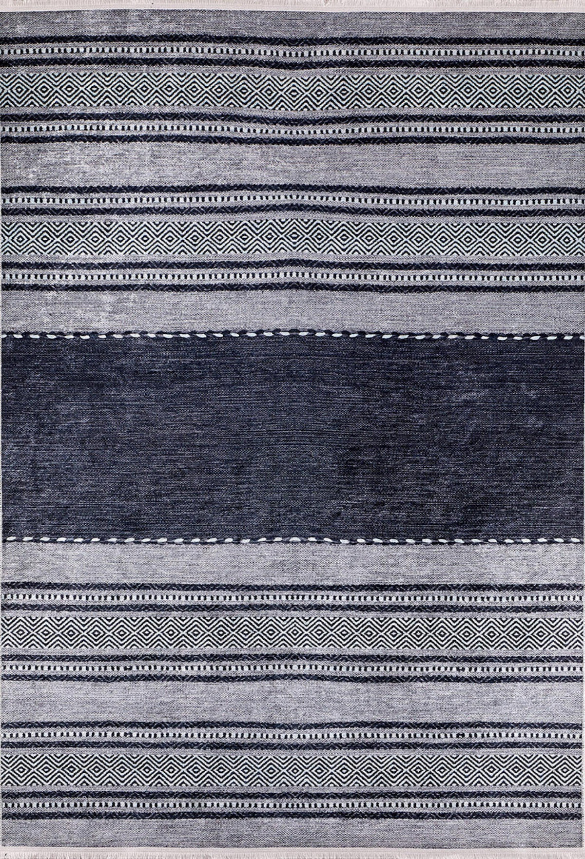 Halınet Scyolkovo Antrasit 6 mm Pamuk Yıkanabilir İnce Kaymaz Jüt Taban Dikdörtgen Makine Dokuma Salon Halısı 120x400 cm