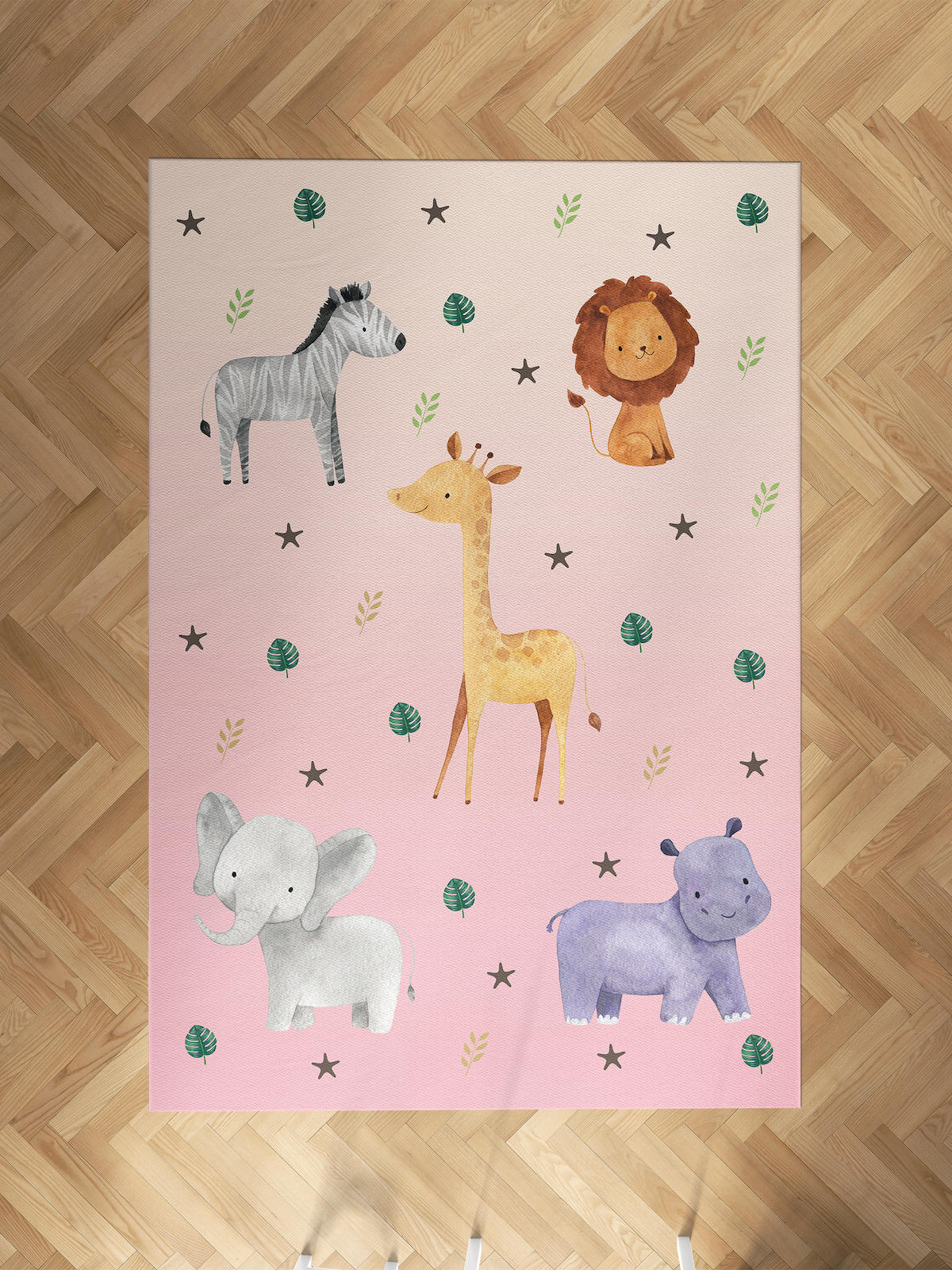 Mekta Home Safari Çok Renkli 10 mm Antibakteriyel Yıkanabilir İnce Kaymaz Dot Taban Dikdörtgen Makine Dokuma Çocuk Odası Halısı 120x500 cm