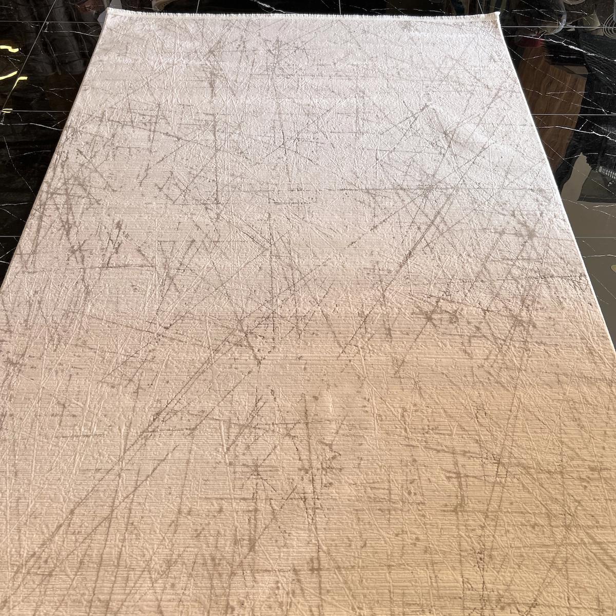 Sanat Halı Mira 3584 Krem 7 mm Pamuk Antibakteriyel Yıkanabilir Kalın Kaymaz Lateks Taban Dikdörtgen Makine Dokuma Salon Halısı 80x150 cm