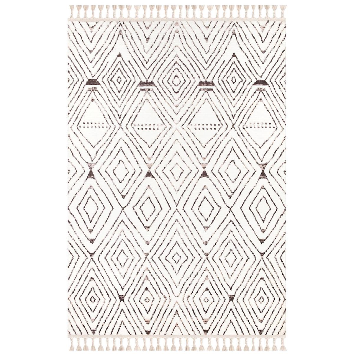 İpek Mekik Halı Morah 16710 Antrasit - Beyaz 10 mm Polyester Yıkanabilir Orta Kaymaz Pamuk Taban Dikdörtgen Makine Dokuma Antre-Çocuk Odası-Salon-Yatak Odası Halısı 100x300 cm