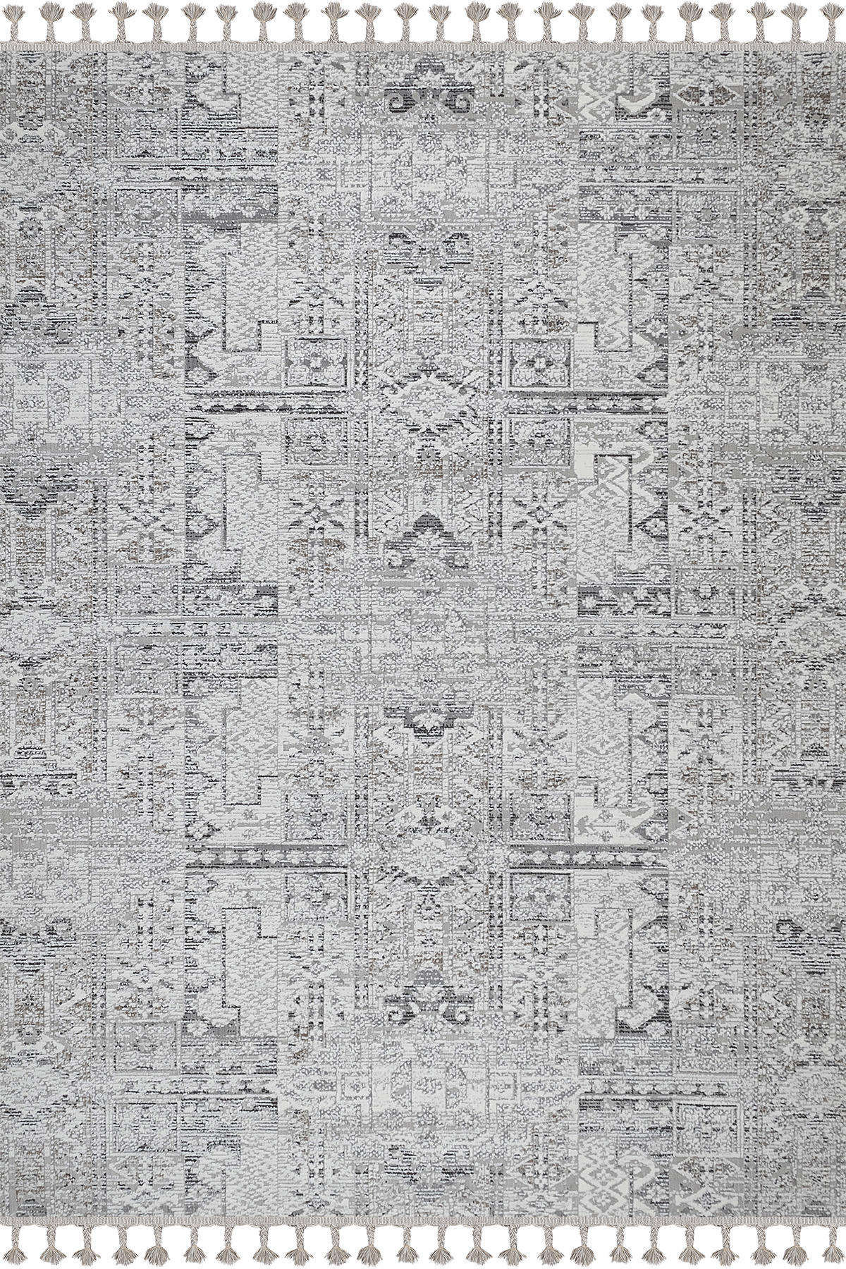 Petra Home Living Possion 25604A Krem 12 mm Polyester Leke Tutmaz Yıkanabilir Kalın Kaymaz Geometrik Dikdörtgen Makine Dokuma Salon Halısı 80x500 cm