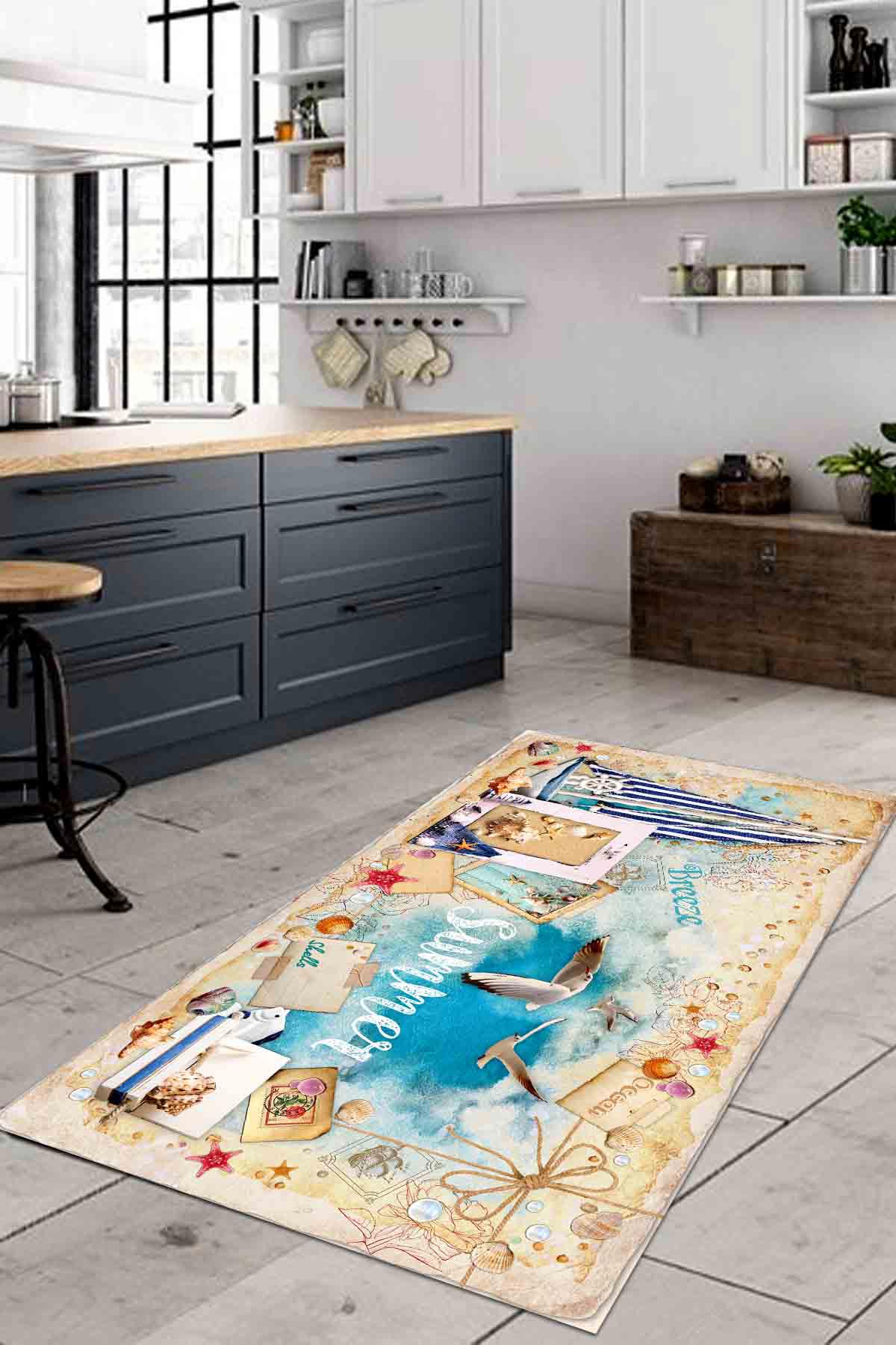 Latte Dizayn Amandio Krem 0.5 mm Pamuk Yıkanabilir İnce Kaymaz Jüt Taban Dikdörtgen Makine Dokuma Salon Halısı 80x200 cm