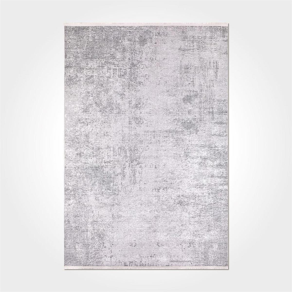 Crea Halı 2053PC Gri Pamuk-Polyester Yıkanabilir İnce Kaymaz Dikdörtgen Makine Dokuma Salon Halısı 200x300 cm