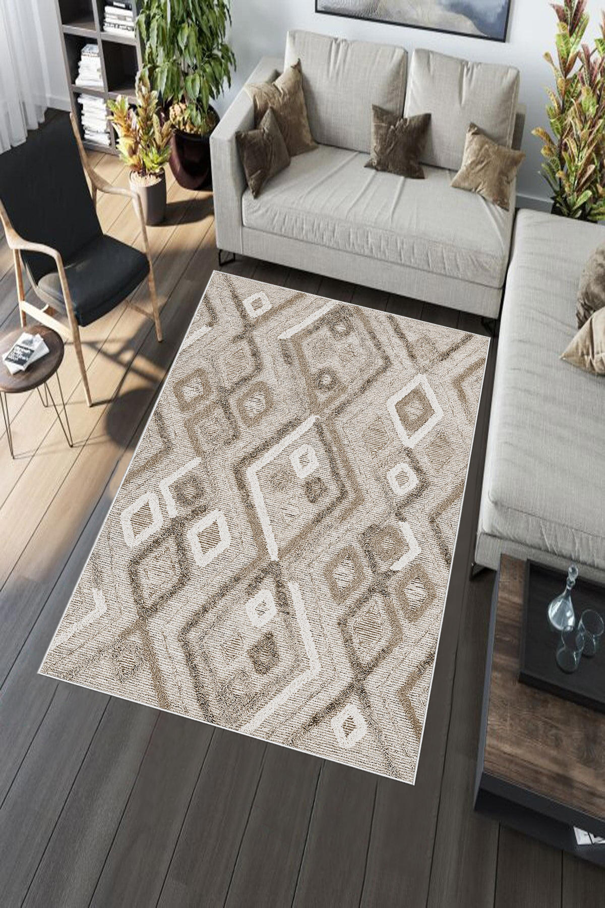 Aldora Çok Renkli 0.8 mm Polipropilen Yıkanabilir Orta Kaymaz Deri Taban Dikdörtgen Makine Dokuma Salon Halısı 200x290 cm