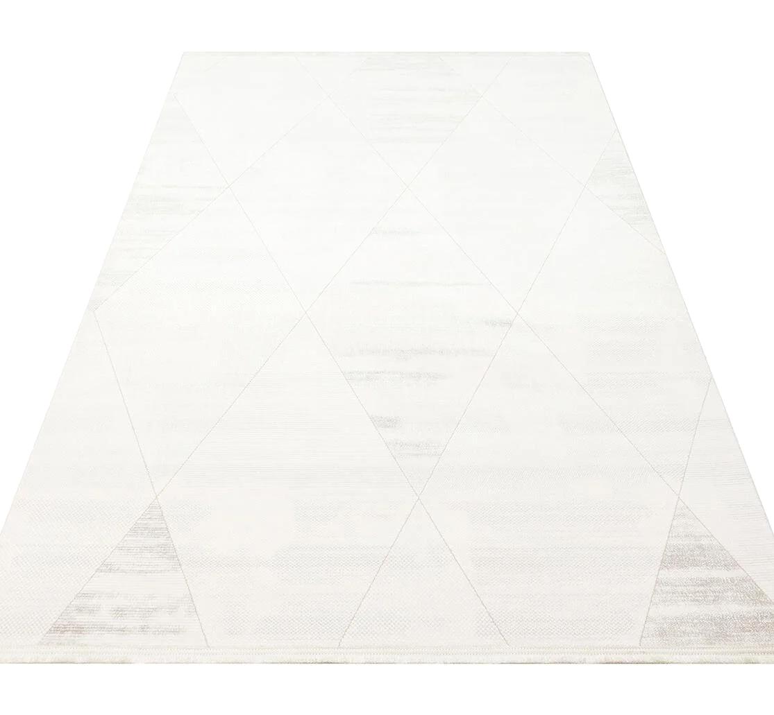 Eko Halı Lykia LKY3 Krem 10 mm Akrilik Yumuşak Yıkanabilir İnce Kaymaz Taban Dikdörtgen Makine Dokuma Salon Halısı 80x300 cm