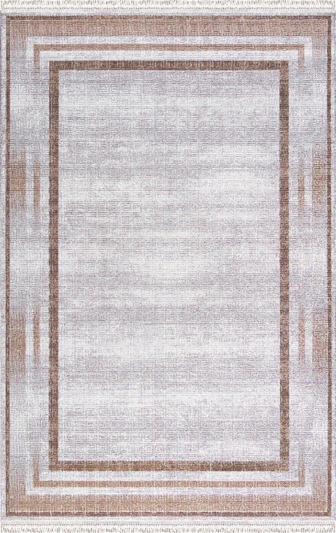 Merinos Rodin 60900 Vizon 8 mm Akrilik Toz Tutmaz Yıkanabilir Kalın Kaymaz Dikdörtgen Makine Dokuma Salon Halısı 80x200 cm