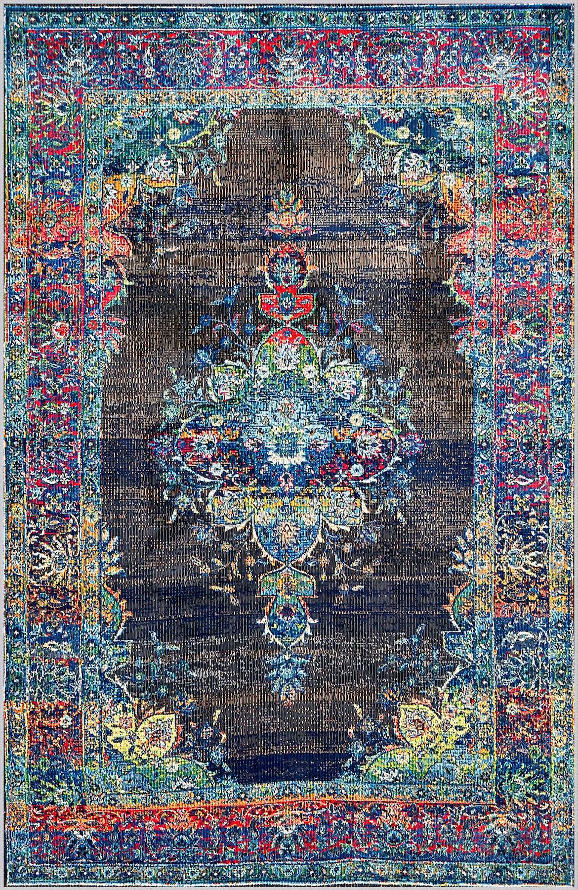 Rovigo Home RVG0790 Çok Renkli 8 mm Polyester Antibakteriyel-Leke Tutmaz-Toz Tutmaz Yıkanabilir İnce Kaymaz Dot Taban Dikdörtgen Makine Dokuma Salon Halısı 200x300 cm
