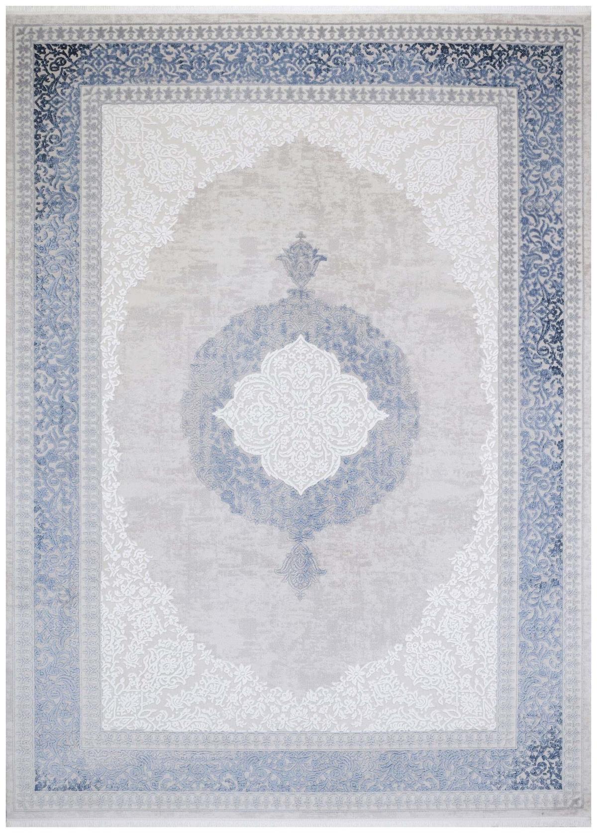 Türkmen Halı Imperial 20369A Bej - Mavi 0.8 mm Akrilik Yıkanabilir İnce Dikdörtgen Makine Dokuma Antre-Oturma Odası-Salon-Yatak Odası Halısı 120x200 cm