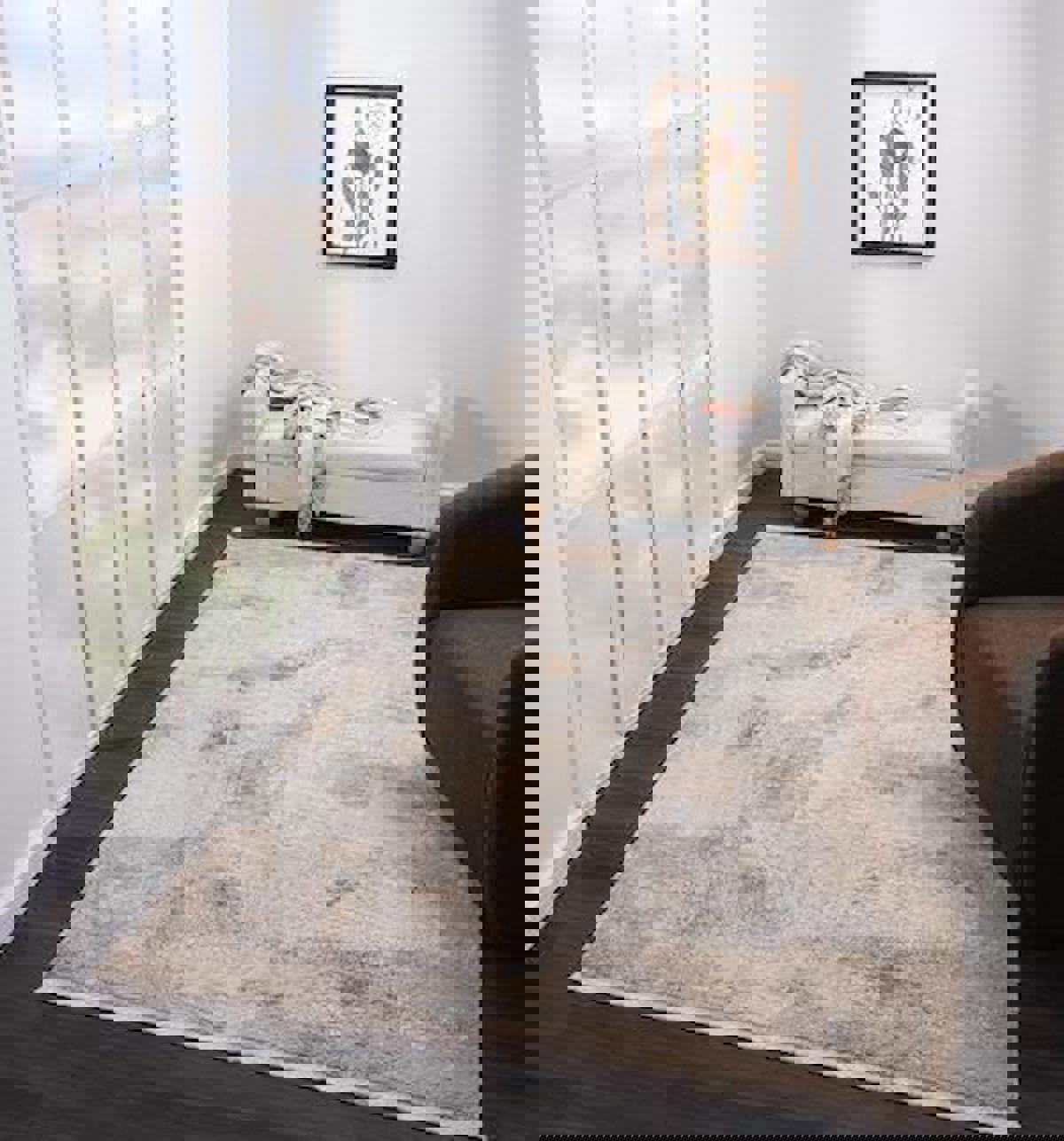 Çam Halı Maya MV008B Vizon 11 mm Polyester Silinebilir Yıkanabilir Orta Dikdörtgen Makine Dokuma Salon Halısı 180x180 cm